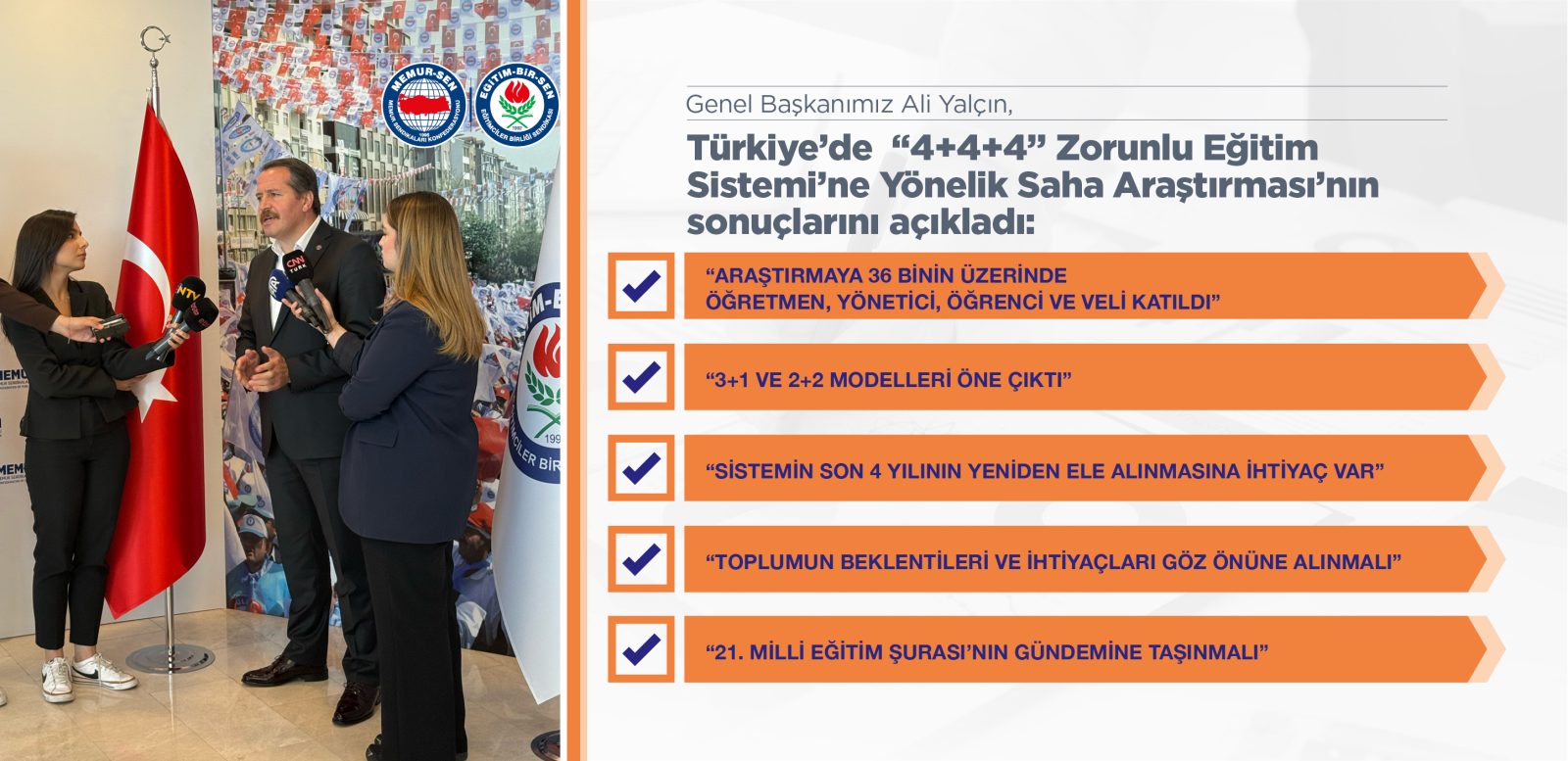 GENEL BAŞKANIMIZ ALİ YALÇIN, “4+4+4” ZORUNLU EĞİTİM SİSTEMİNE YÖNELİK SAHA ARAŞTIRMAMIZIN SONUÇLARINI AÇIKLADI!
