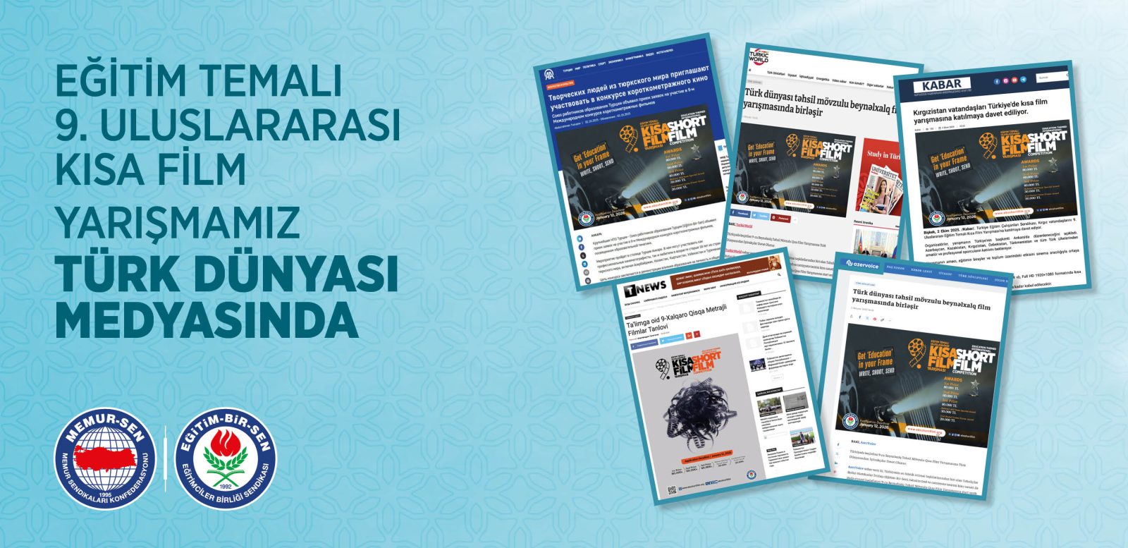 EĞİTİM TEMALI 9. ULUSLARARASI KISA FİLM YARIŞMAMIZ TÜRK DÜNYASI MEDYASINDA GENİŞ YER BULDU