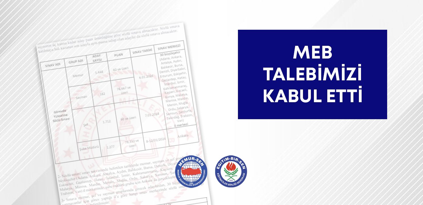 Görevde yükselme sözlü sınav duyurusu yapıldı