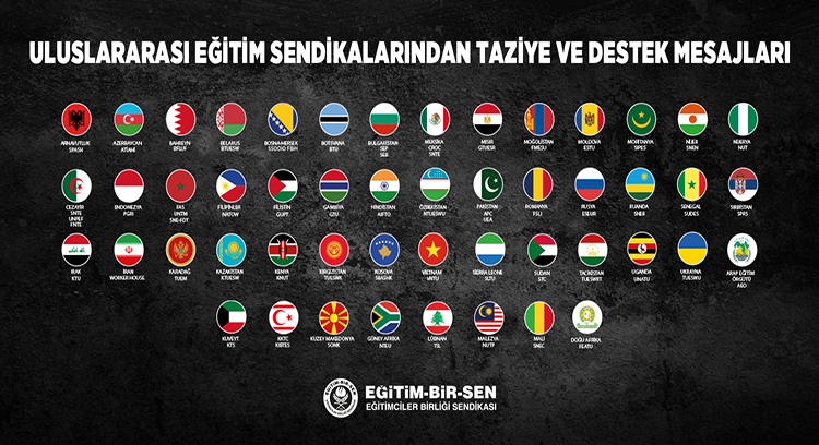 Uluslararası eğitim sendikalarından taziye ve destek mesajları